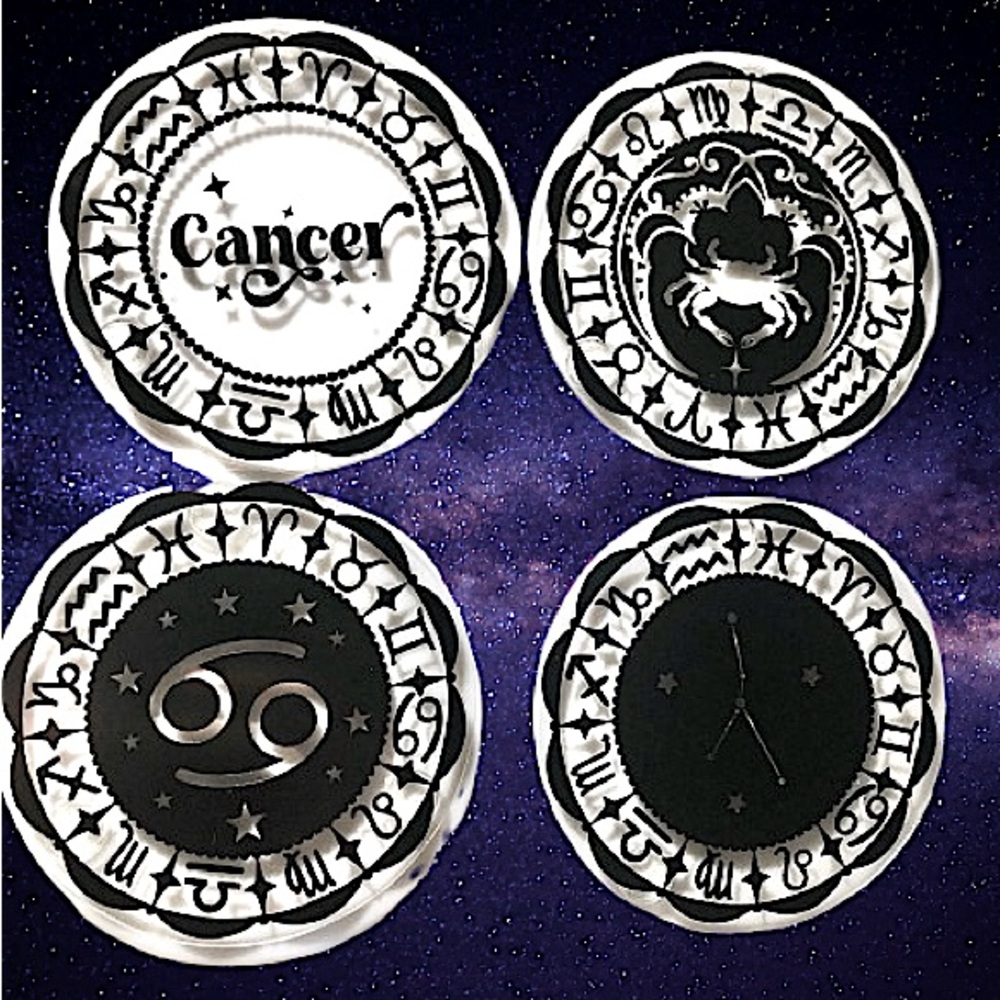 ✨Handmade✨ ♋️ Cancer Zodiac Coasters set of 4